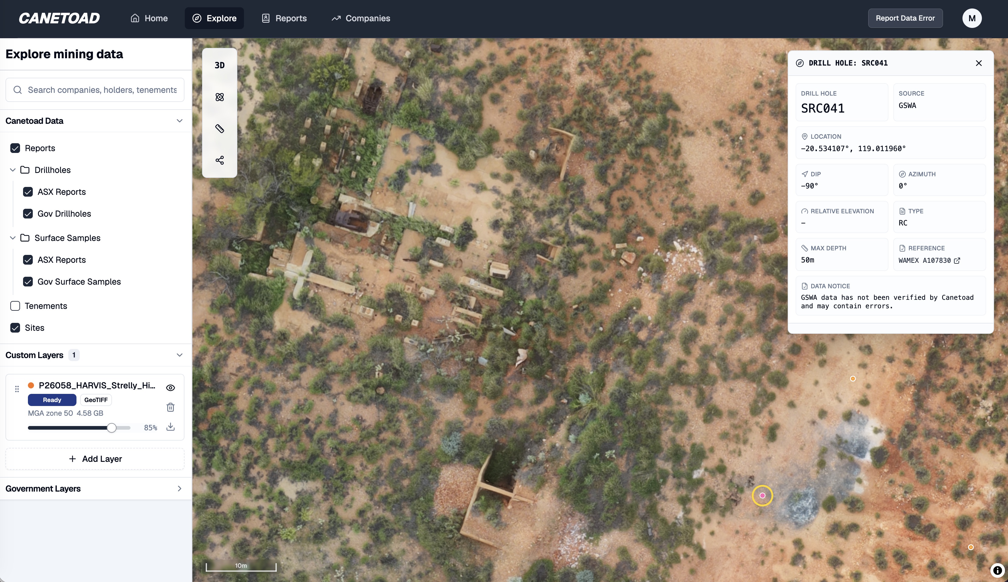 Strelly Drone image with Imported Data